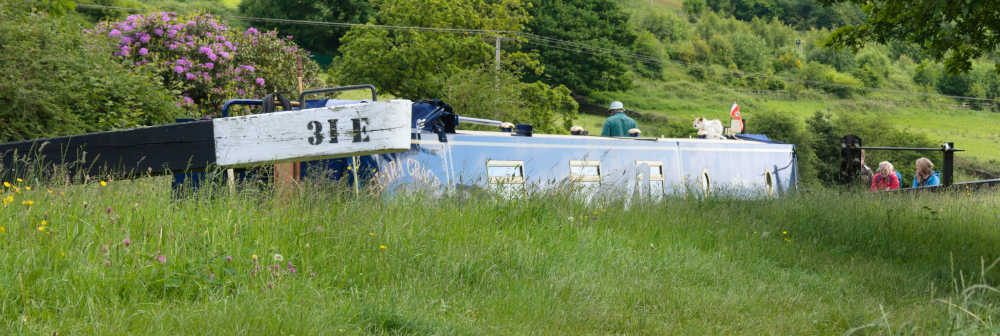 Narrowboat at lock 31E on the Canal near Huddersfield