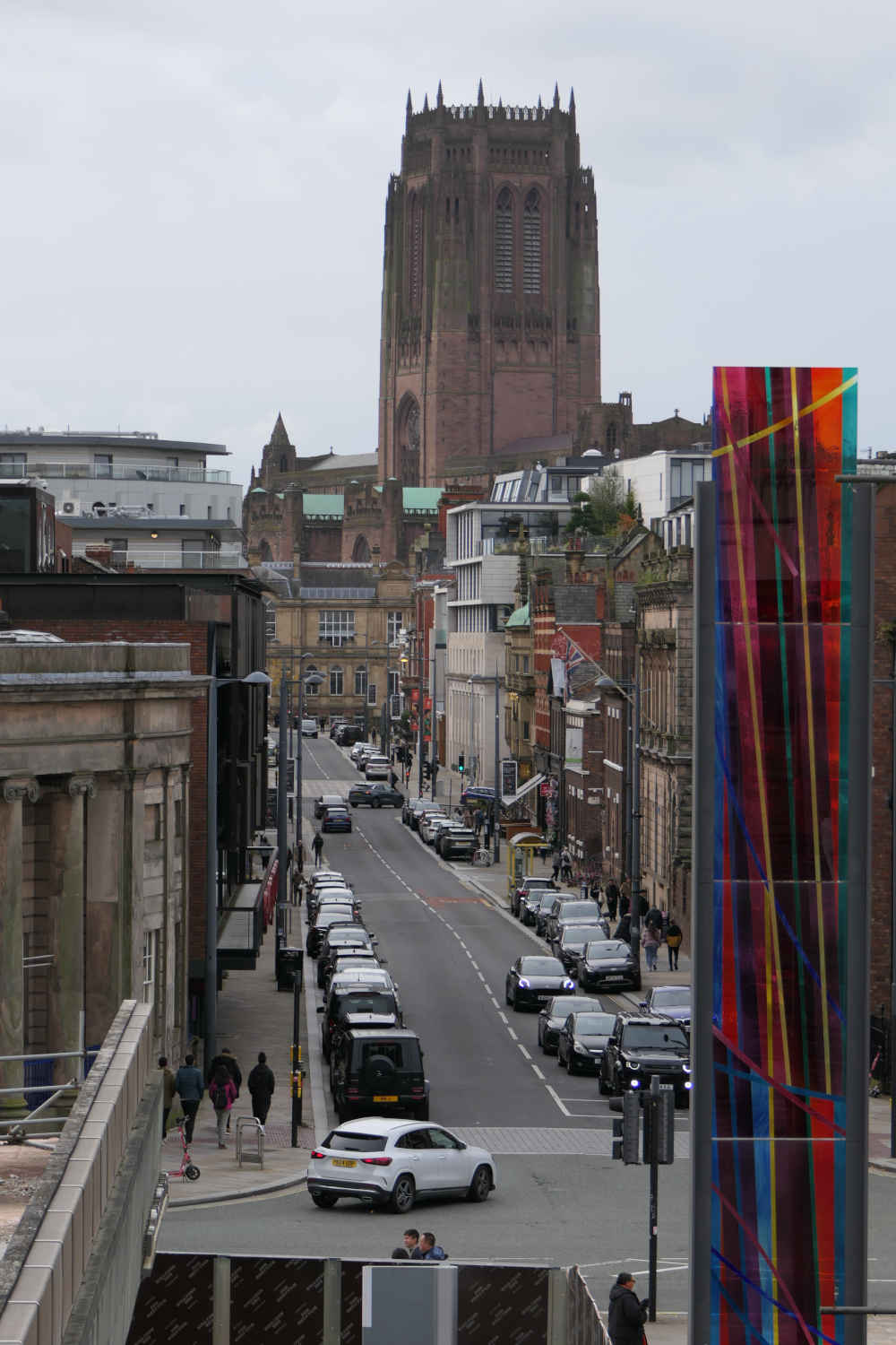 Liverpool's Anglican Cathedral  looking along Hope Street