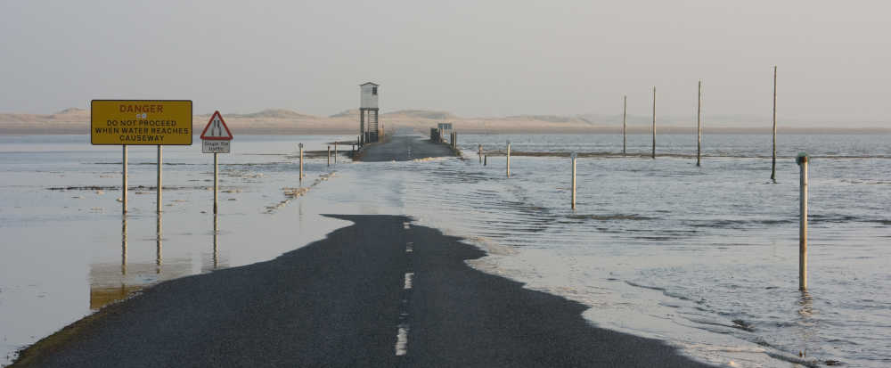 The road from the mainland to Holy Island