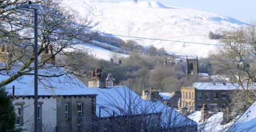 View accross Marsden in the snow