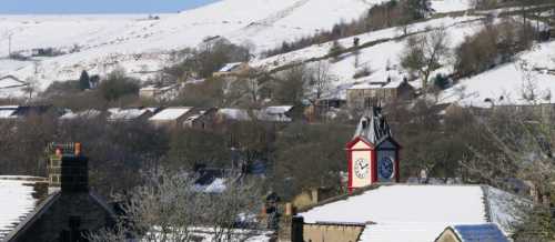 View over Marsden roof and snow