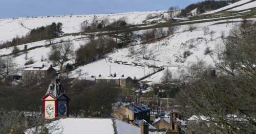 View over Marsden roof and snow