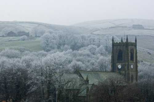 Marsden church and hoar frost