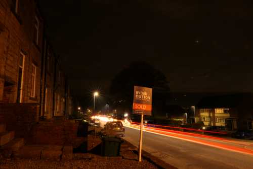 A night shot of Carrs Road Marsden