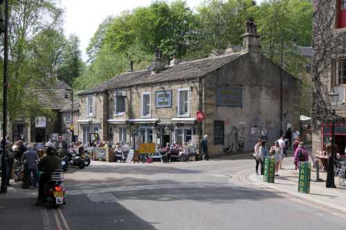 street scene in hebden bridge.