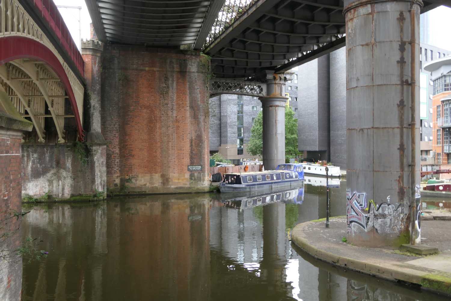 Big bridges across the canal in the Castlefield Basin