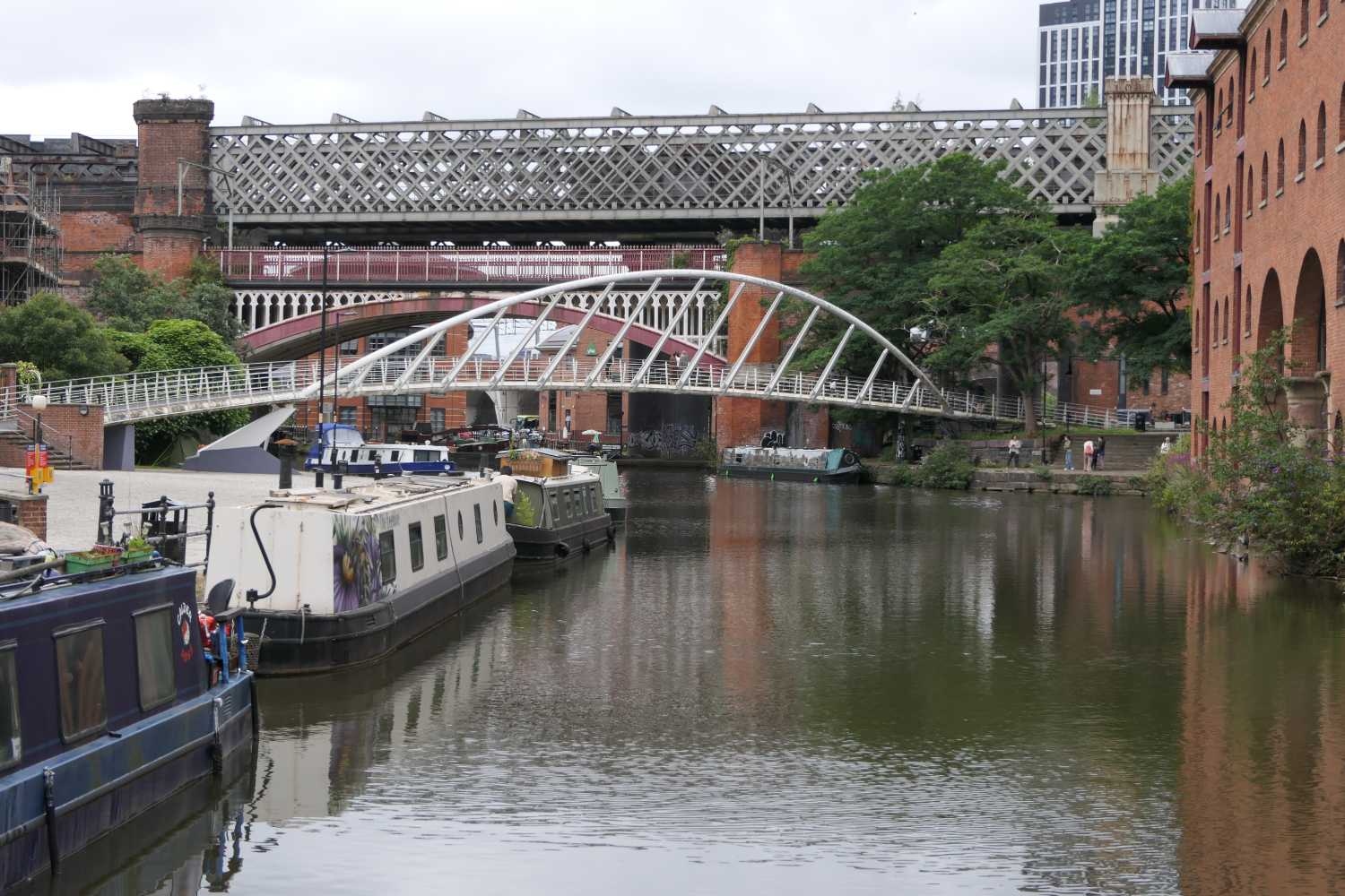 Looking north along the along the canal towards the bridges