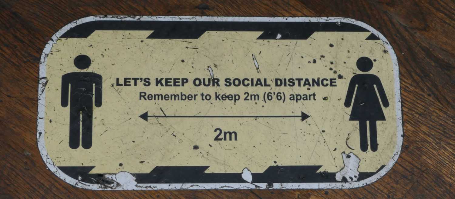Keep a safe distance sign, one