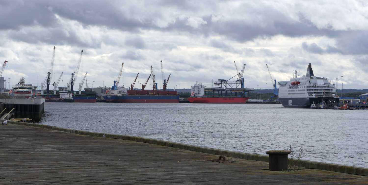 Cargo ships and the ferry to Amsterdam, from South Shields.