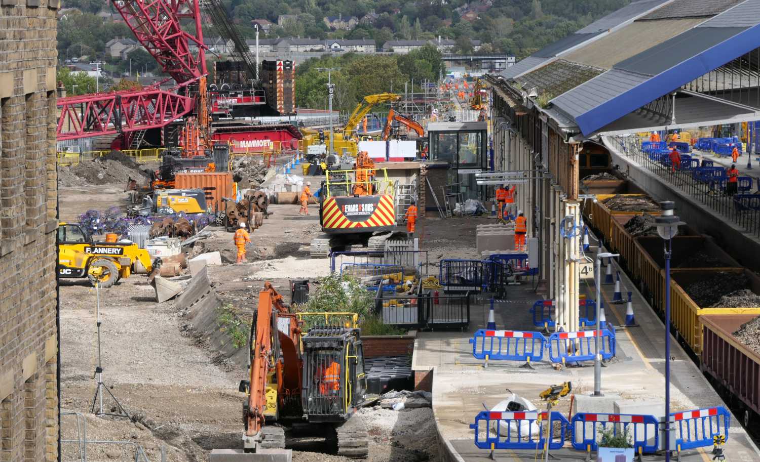 Works at Huddersfield station during the four week closure, four