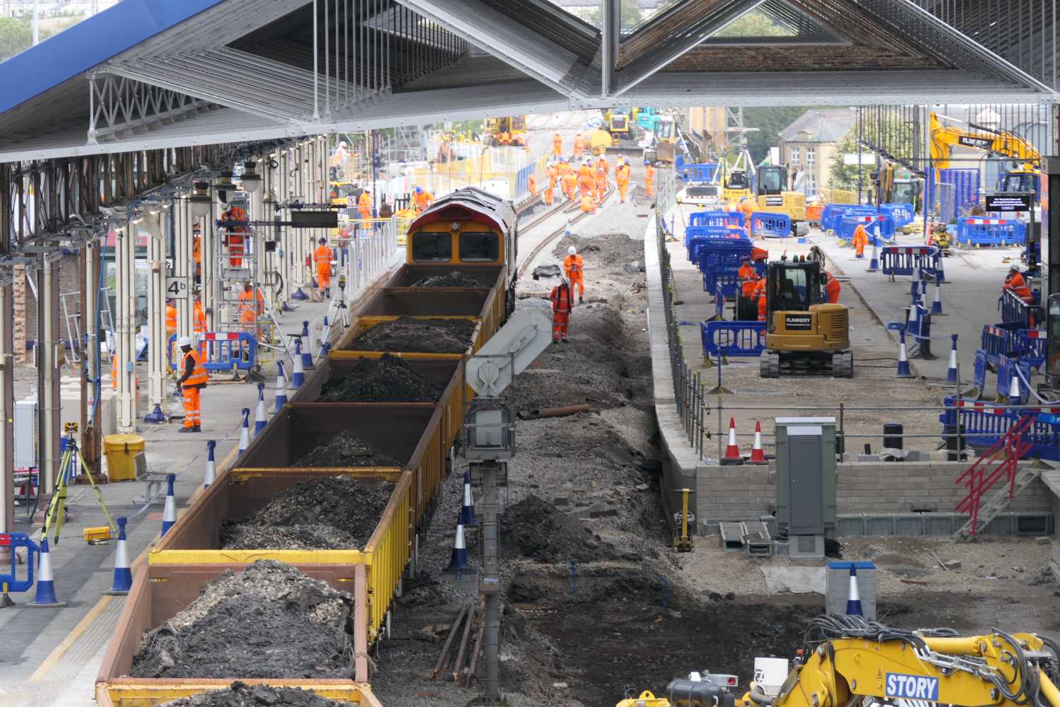 Works at Huddersfield station during the four week closure, five