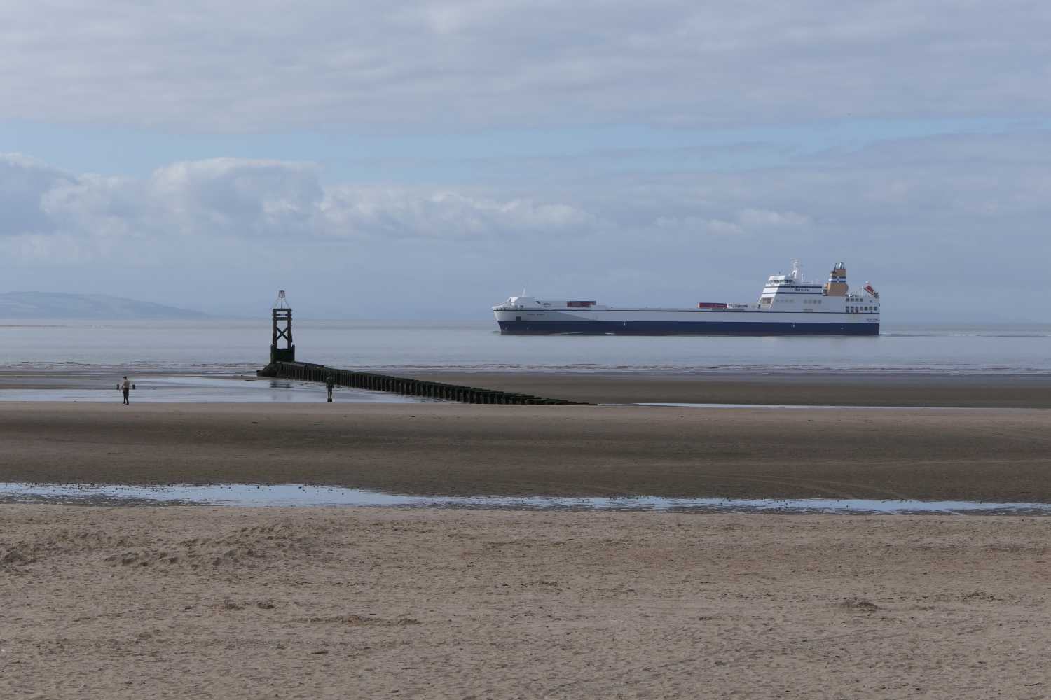 Ship approaching Liverpool, one.