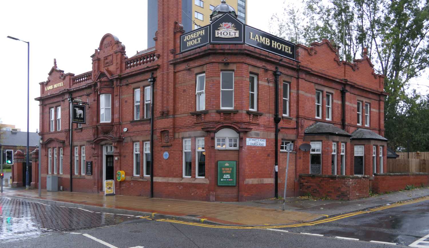 Outside of the Lamb Hotel Eccles.