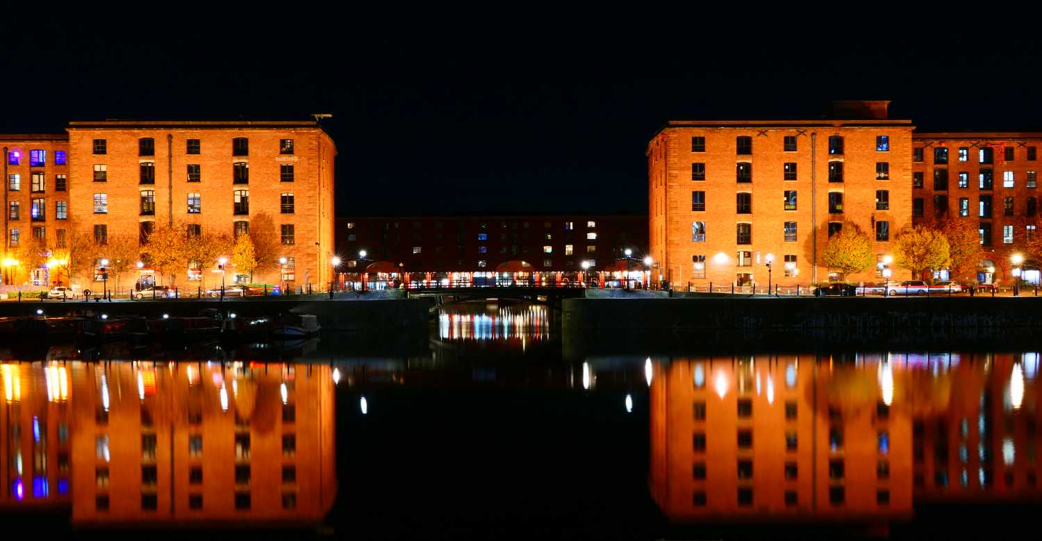 Royal Albert dock left and right warehouses viewed accros the Salthouse dock.
