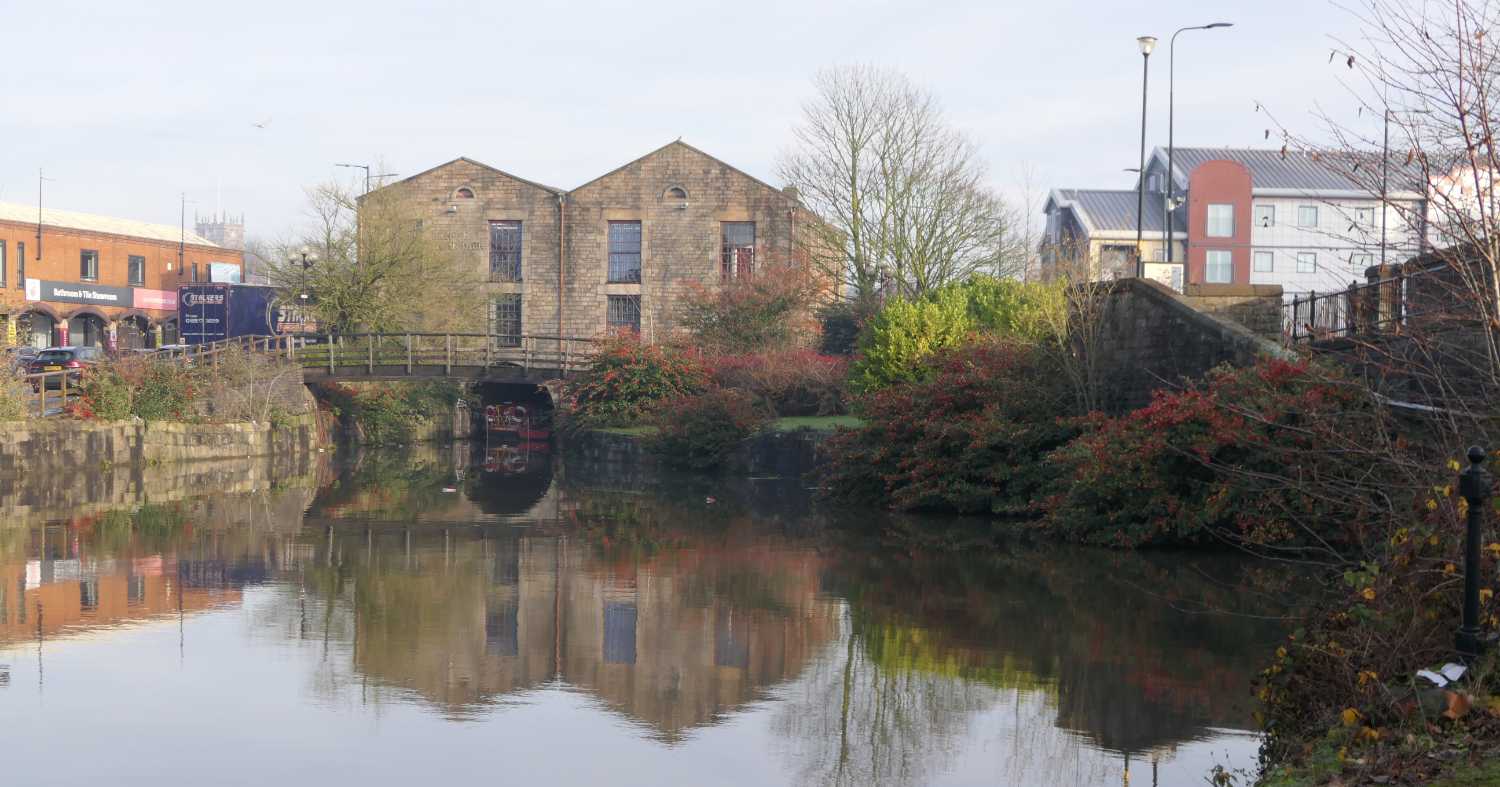 Wigan Pier warehouse and surrounding buildings