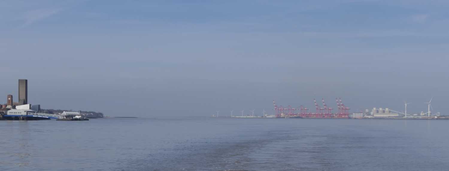 Looking along the river towards the Irish Sea