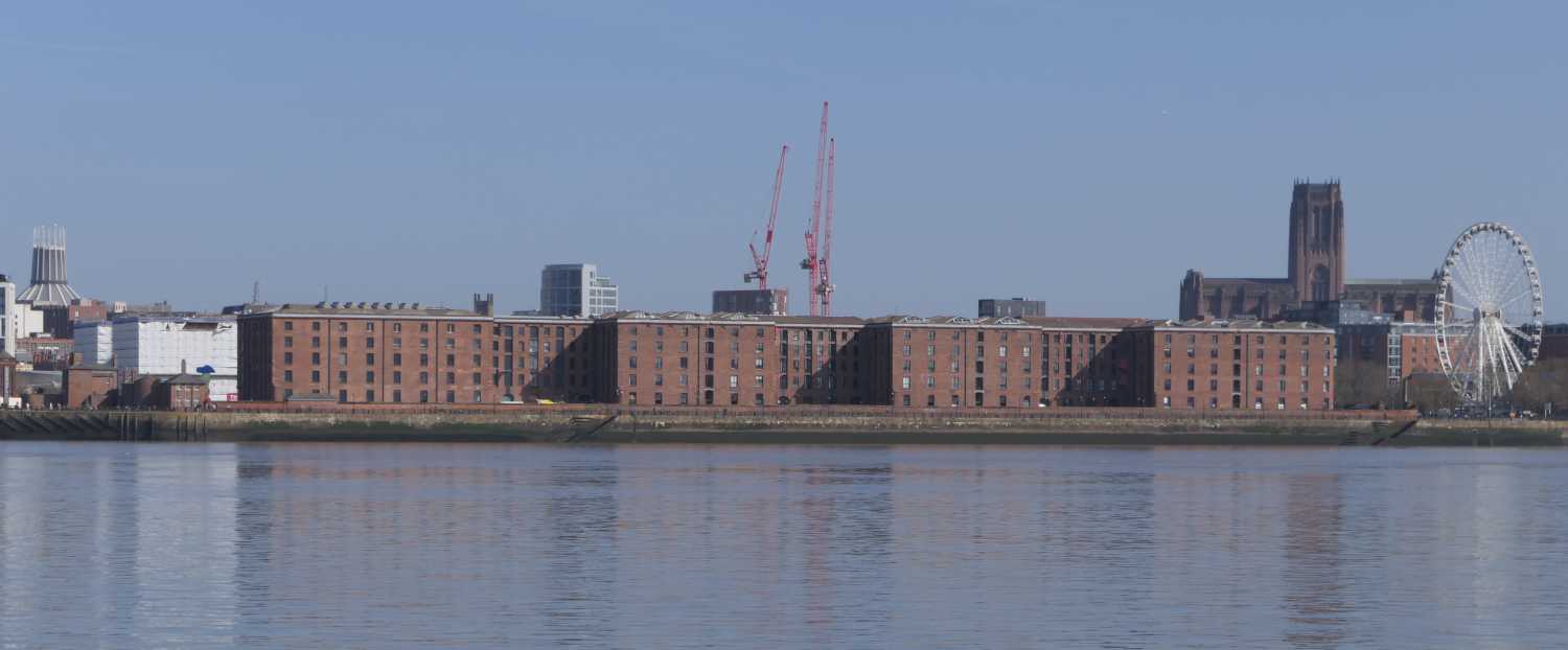 Albert dock, the Catholic cathedral and the Anglican cathedral from across the river