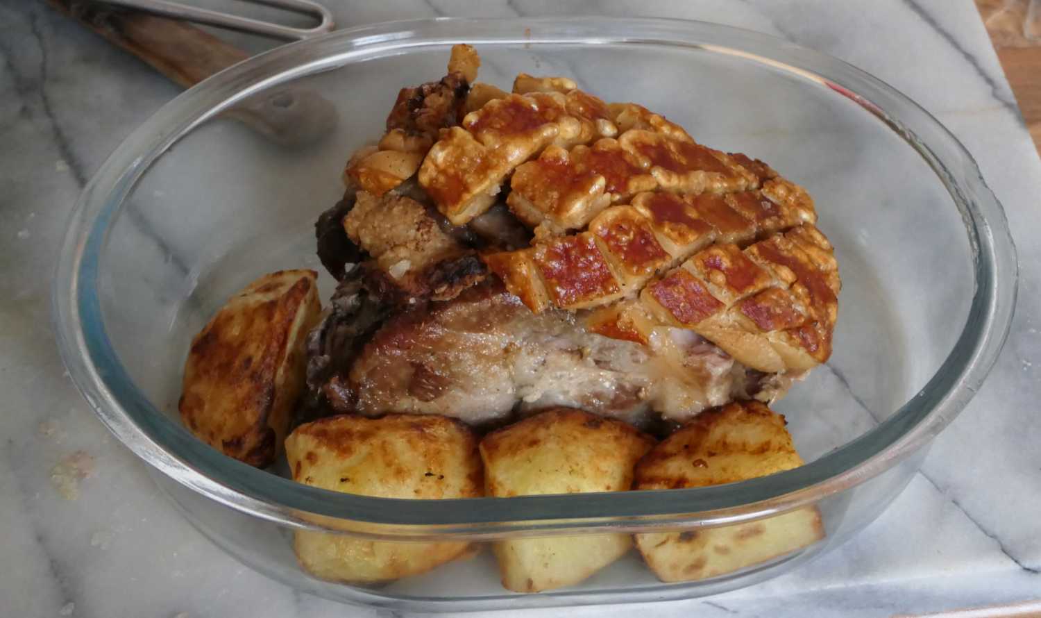 A roast pork shoulder joint