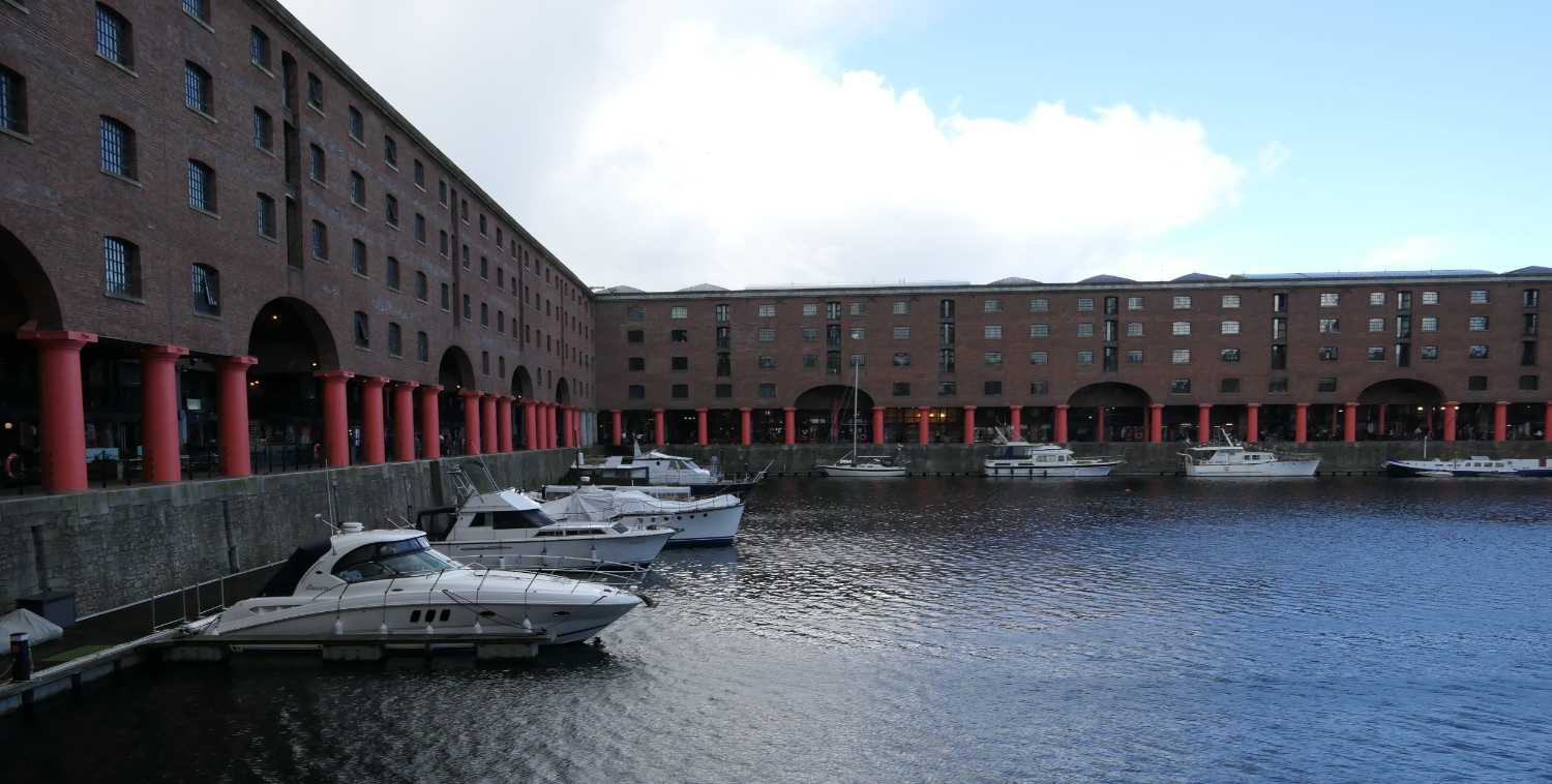 Inside the Albert Dock, one