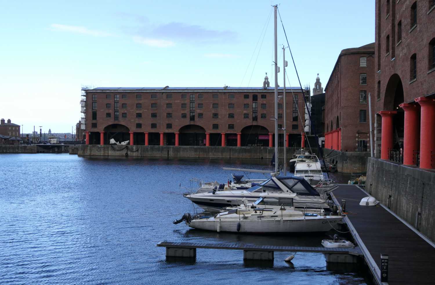 Inside the Albert Dock, two