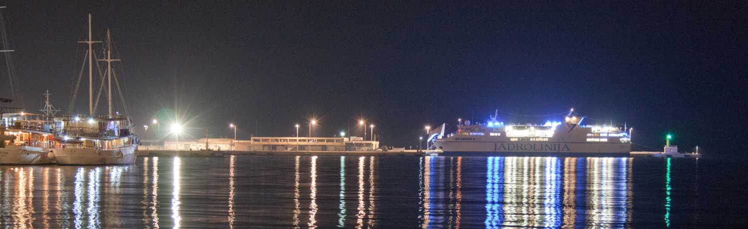 Split harbour at night
