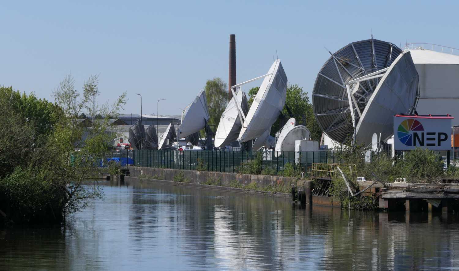 Manchester dry docks - media satellite dishes