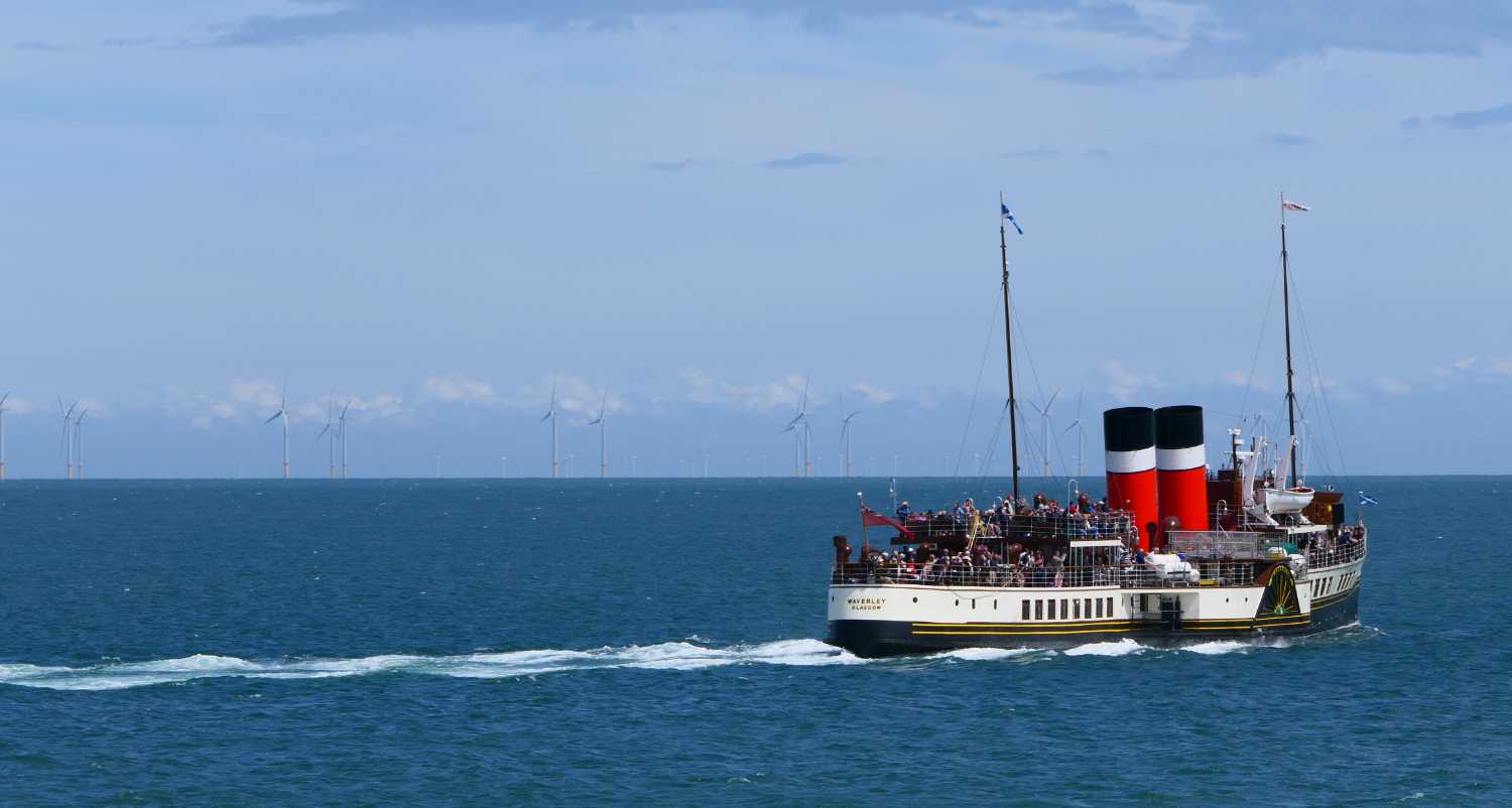 The Waverlee starting it's turn towards Puffin Island