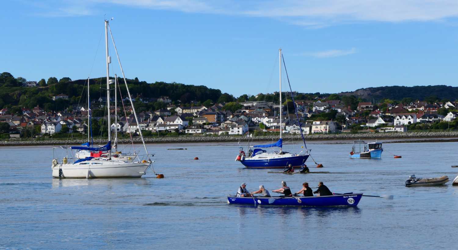 Rowing boats on the river.